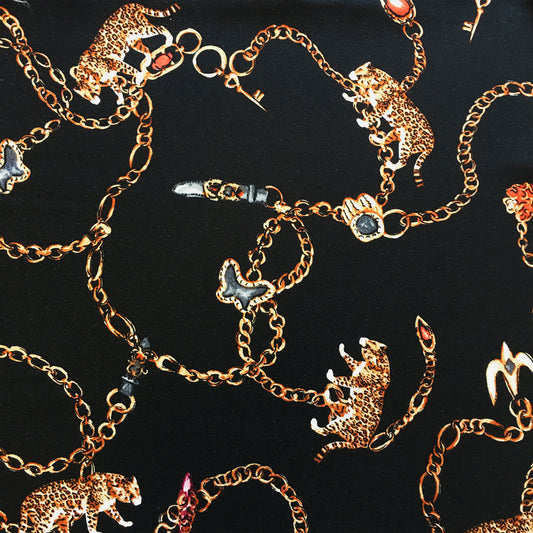 Tela Plana Estampada Viscosa Animal French Twill 158 c#069