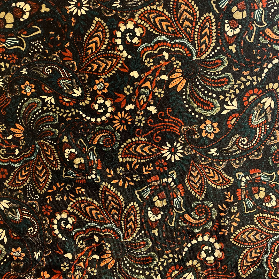 Tela Jersey Punto Estampado Poliéster Spandex Terciopelo Bohemia Velvet #78