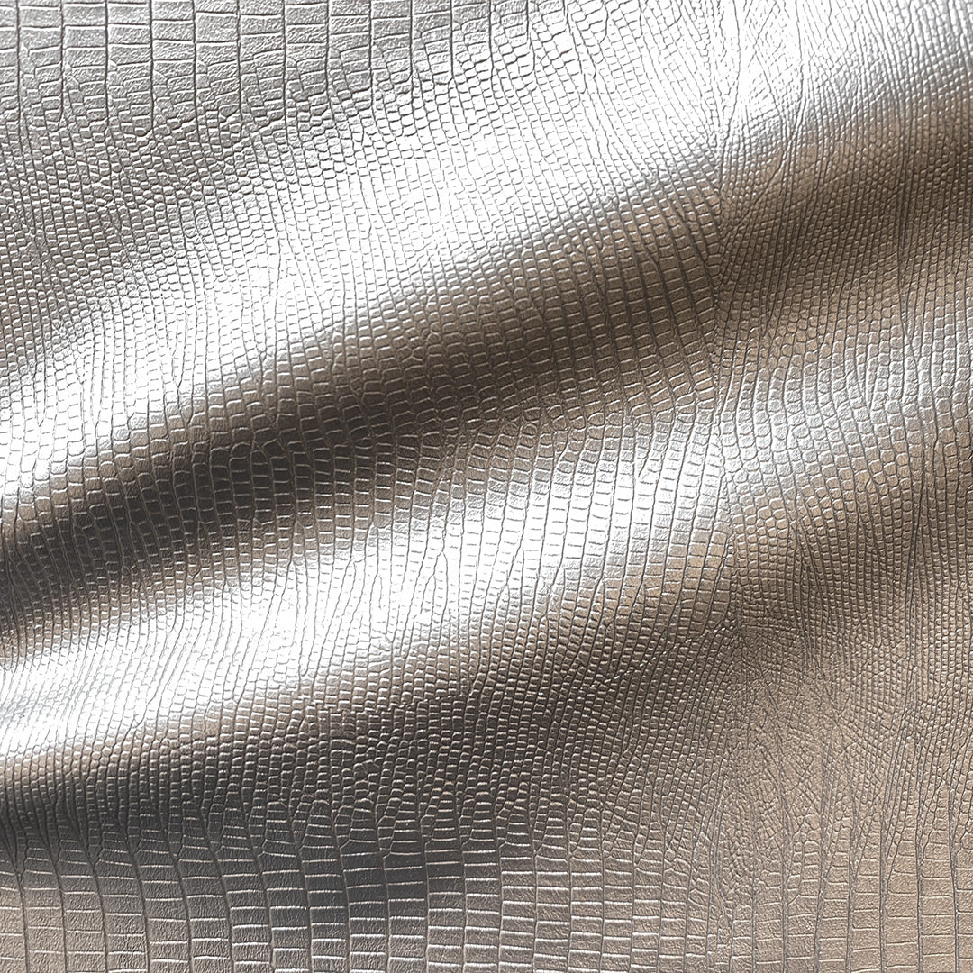 Tela Jersey Punto Poliéster PU Ecocuero Croco Foil