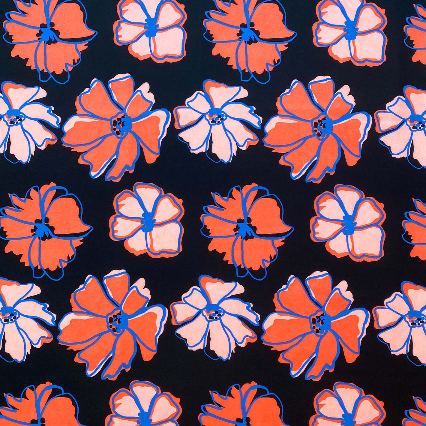 Tela Plana Color Poliéster Spandex Microsarga Olivia Print Bloom