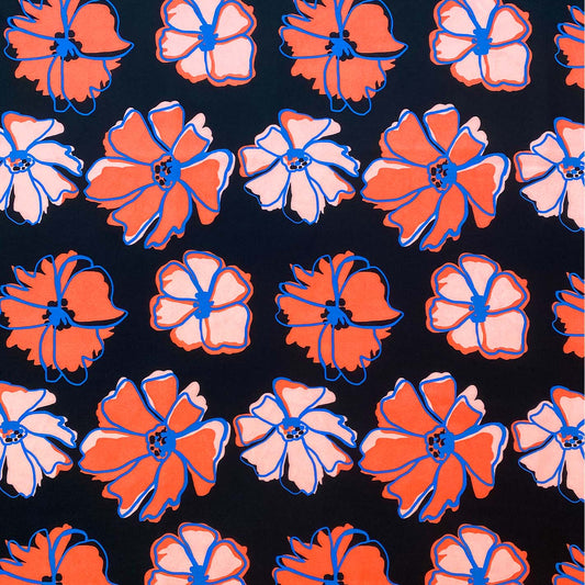 Tela Plana Color Poliéster Spandex Microsarga Olivia Print Bloom