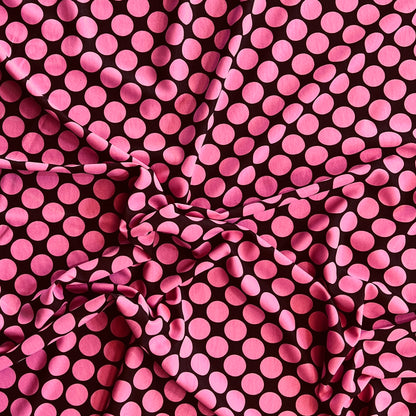 Tela Plana Color Poliéster Crep Microarrugado Cey print Dot #5 fucsia