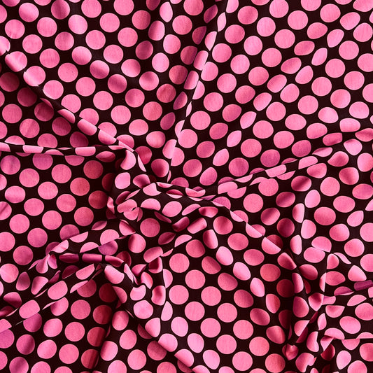 Tela Plana Color Poliéster Crep Microarrugado Cey print Dot #5 fucsia
