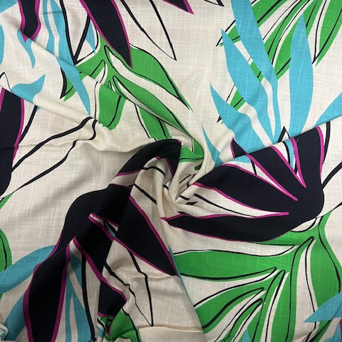 Tela Plana Estampada Viscosa Rayón Texturizada Rayon Slub Print CL200919