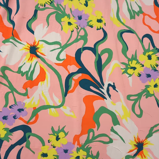 Tela Plana Estampada Viscosa Rayón Paradise Jardín