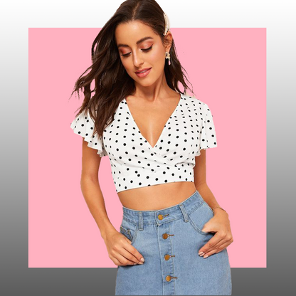 Tela Plana Estampada Poliéster Moss Crep Lunares