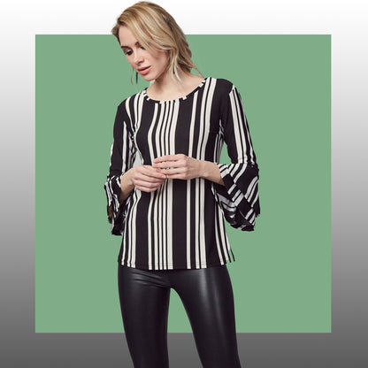 Tela Plana Estampada Poliéster Moss Crep 002 Rayas