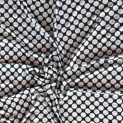 Tela Plana Color Poliéster Gasa Crinkel Papua Print Dot #5 Coffe_Celeste