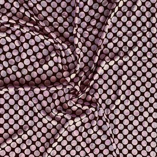 Tela Plana Color Poliéster Gasa Crinkel Papua Print Dot #5 Coffe_rosado