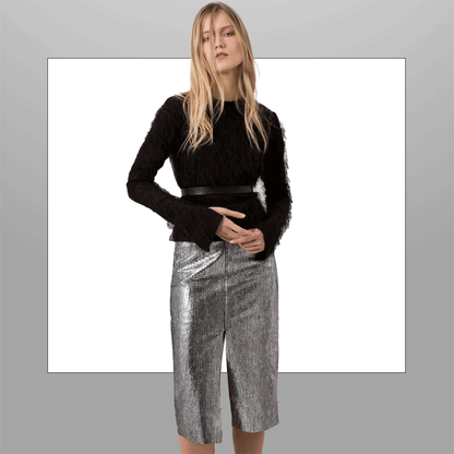 Tela Jersey Punto Poliéster PU Ecocuero Croco Foil