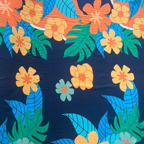 Tela Plana Estampada Viscosa Rayón Paradise ro808 orange