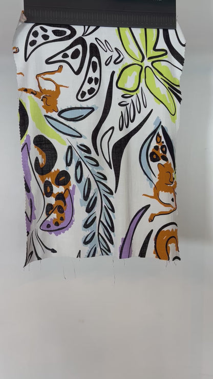 Tela Plana Estampada Texturizada Rayon Slub Fiesta