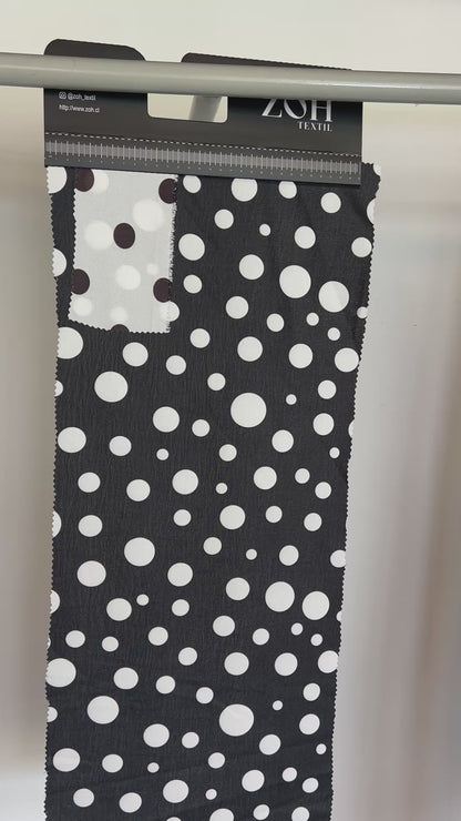 Tela Plana Color Poliéster Crep Microarrugado lunares Cey print Dot irregular