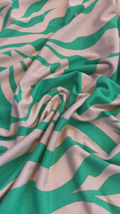 Tela Jersey Punto Poliéster Spandex Rib Canutón Domenica Print Azores