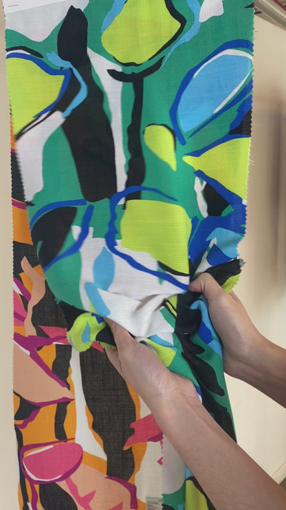 Tela Plana Estampada Texturizada Martinica Print Citrono