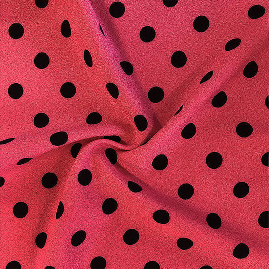 Tela Plana Estampada Poliéster Moss Crep Lunares