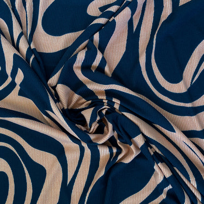 Tela Jersey Punto Estampada Poliéster Spandex Rib Canutón Dominga Print #715