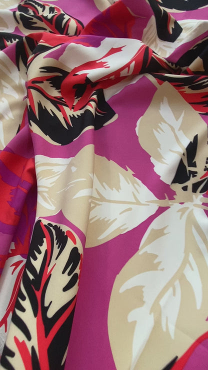 Tela Plana Color Poliéster Spandex Microsarga Olivia Print Leafy