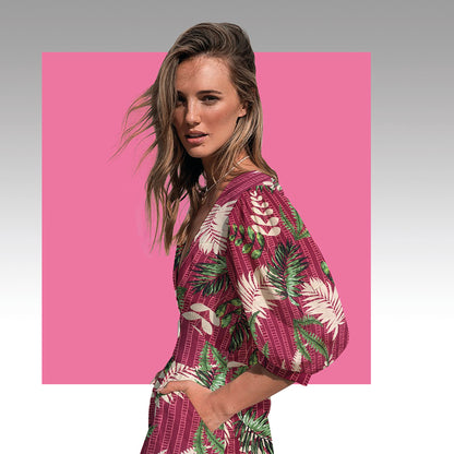 Tela Plana Estampada Viscosa Rayón Caribean Bd754