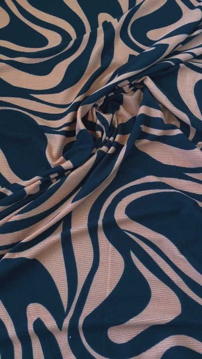 Tela Jersey Punto Estampada Poliéster Spandex Rib Canutón Dominga Print #715