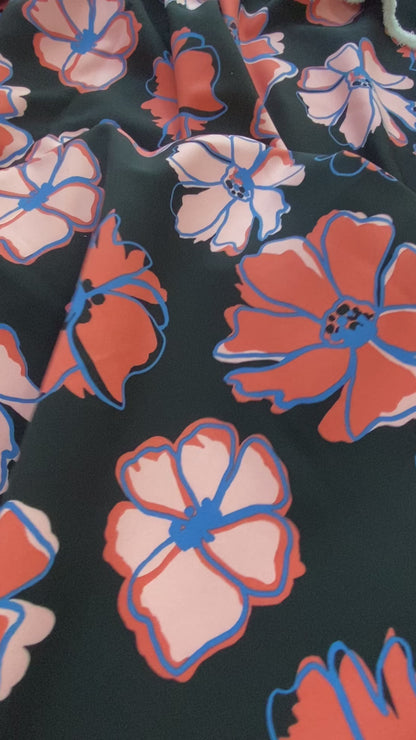 Tela Plana Color Poliéster Spandex Microsarga Olivia Print Bloom