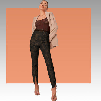 Tela Jersey Punto Poliéster PU Look Cuero