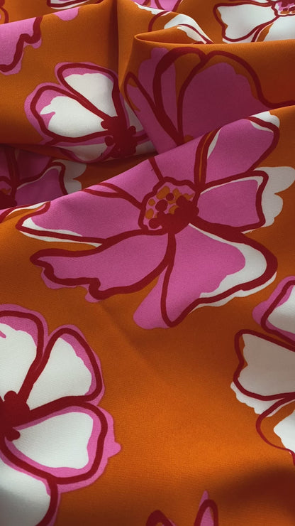 Tela Plana Color Poliéster Spandex Microsarga Olivia Print Bloom