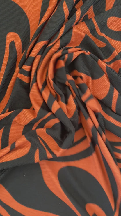 Tela Jersey Punto Estampada Poliéster Spandex Rib Canutón Dominga Print #715